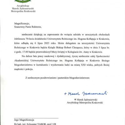 70-lecie URK - gratulacje i wyróżnienia