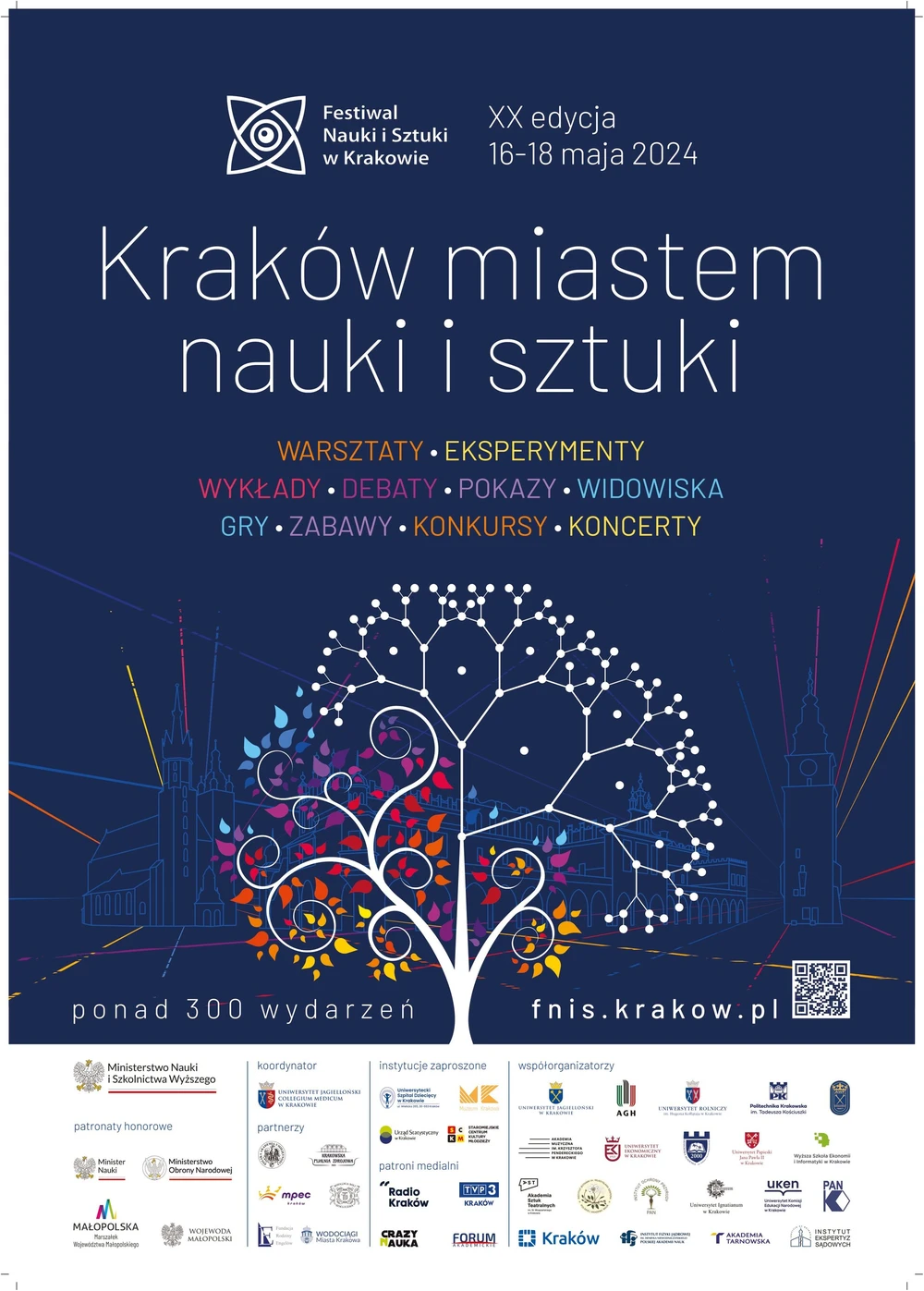 Plakat reklamujący Festiwal  Nauki i Sztuki w Krakowie