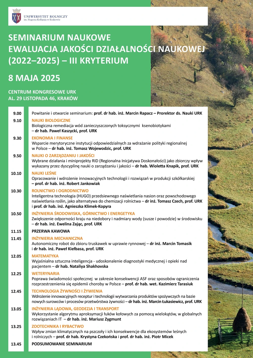 plakat z programem seminarium naukowego