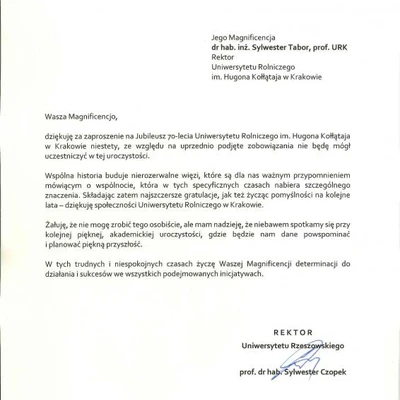 70-lecie URK - gratulacje i wyróżnienia