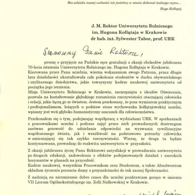 70-lecie URK - gratulacje i wyróżnienia