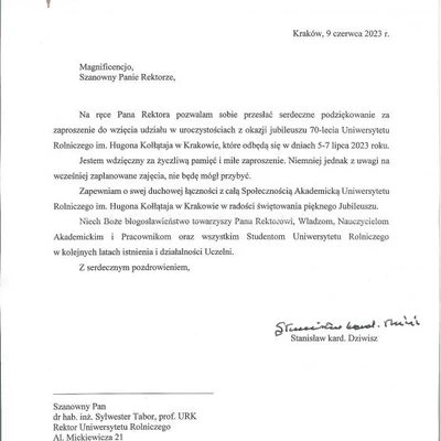 70-lecie URK - gratulacje i wyróżnienia