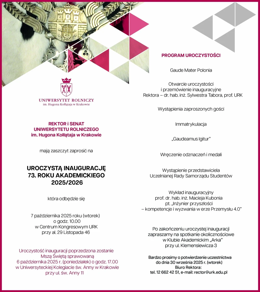 zaproszenie na inaugurację roku akademickiego 2025/2026