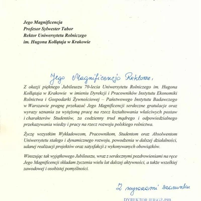 70-lecie URK - gratulacje i wyróżnienia
