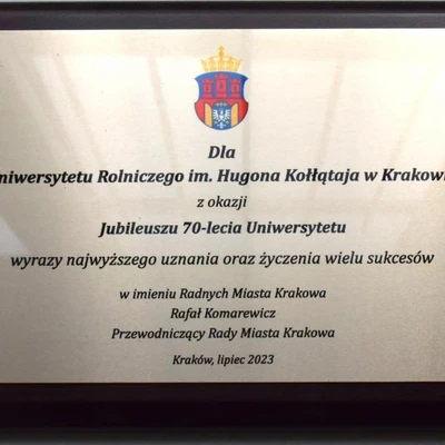 70-lecie URK - gratulacje i wyróżnienia