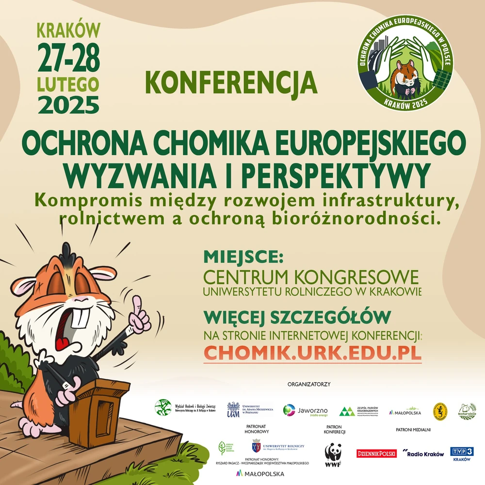 plakat dotyczący konferencji - ochrona chomika europejskiego