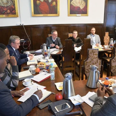 5 lutego 2020 r.; Spotkanie prof. Floriana Gambusia – prorektora ds. nauki i współpracy z zagranicą z delegacją z Etiopii