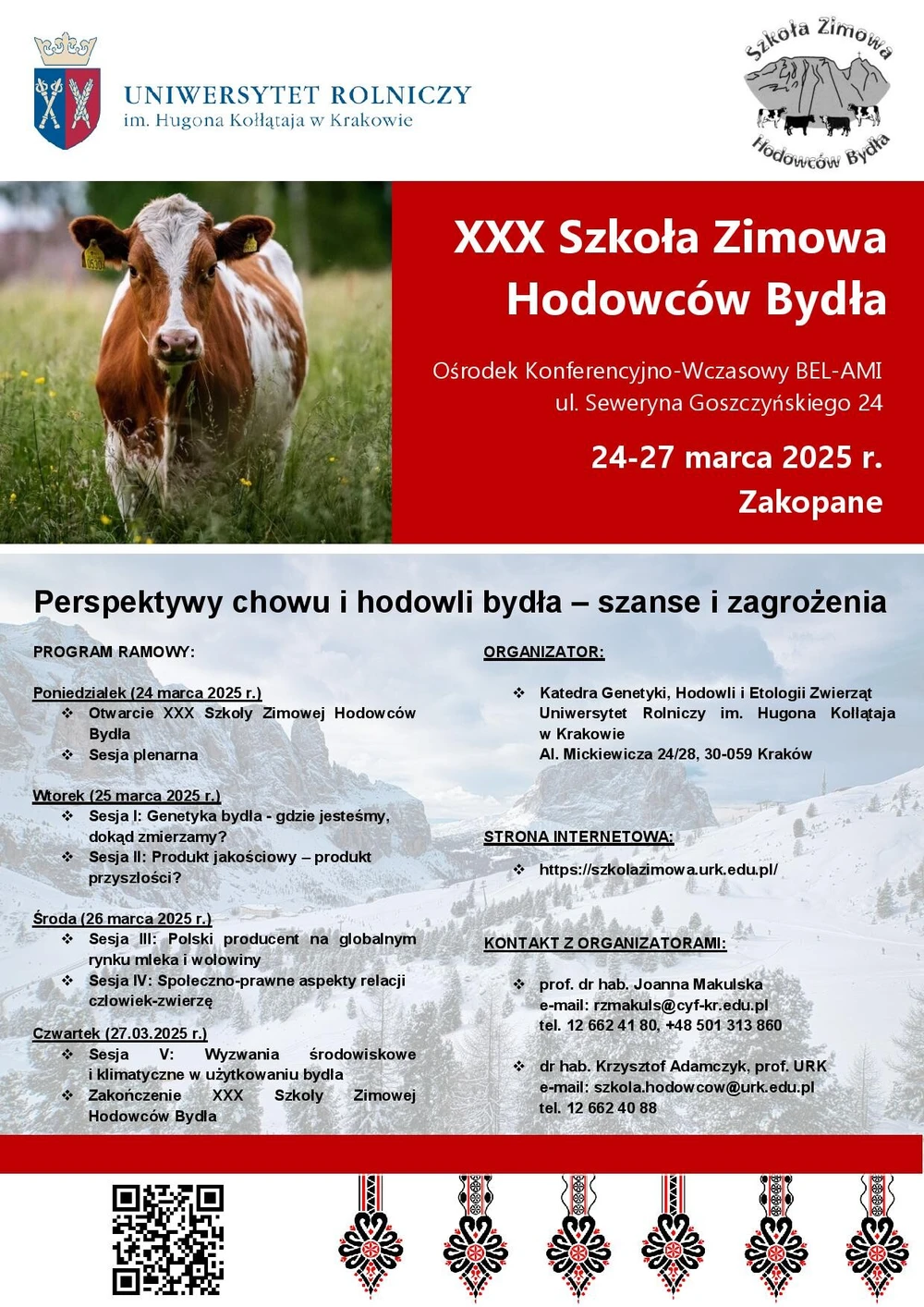 XXX Szkoła Zimowa Hodowców Bydła - plakat