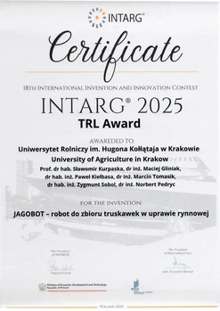 certyfikat dla wynalazku jogobot